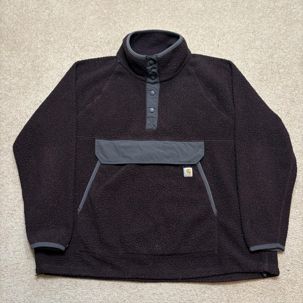 Carhartt Fleece Jacket Womens 2X Plus Purple Sherpa Snap Pullover Anorak